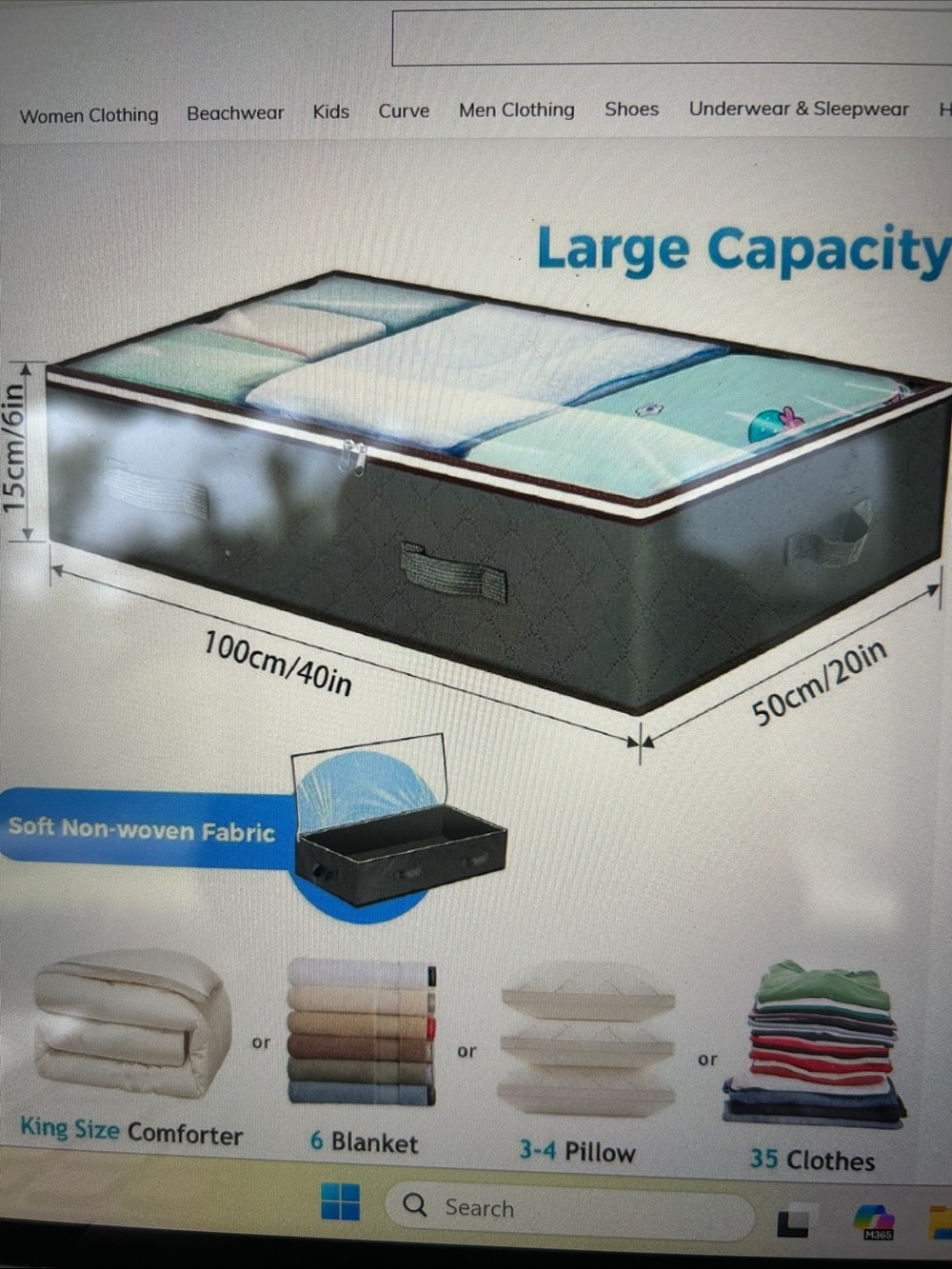 Large Black Underbed Storage Organizers with Clear Top-3 total